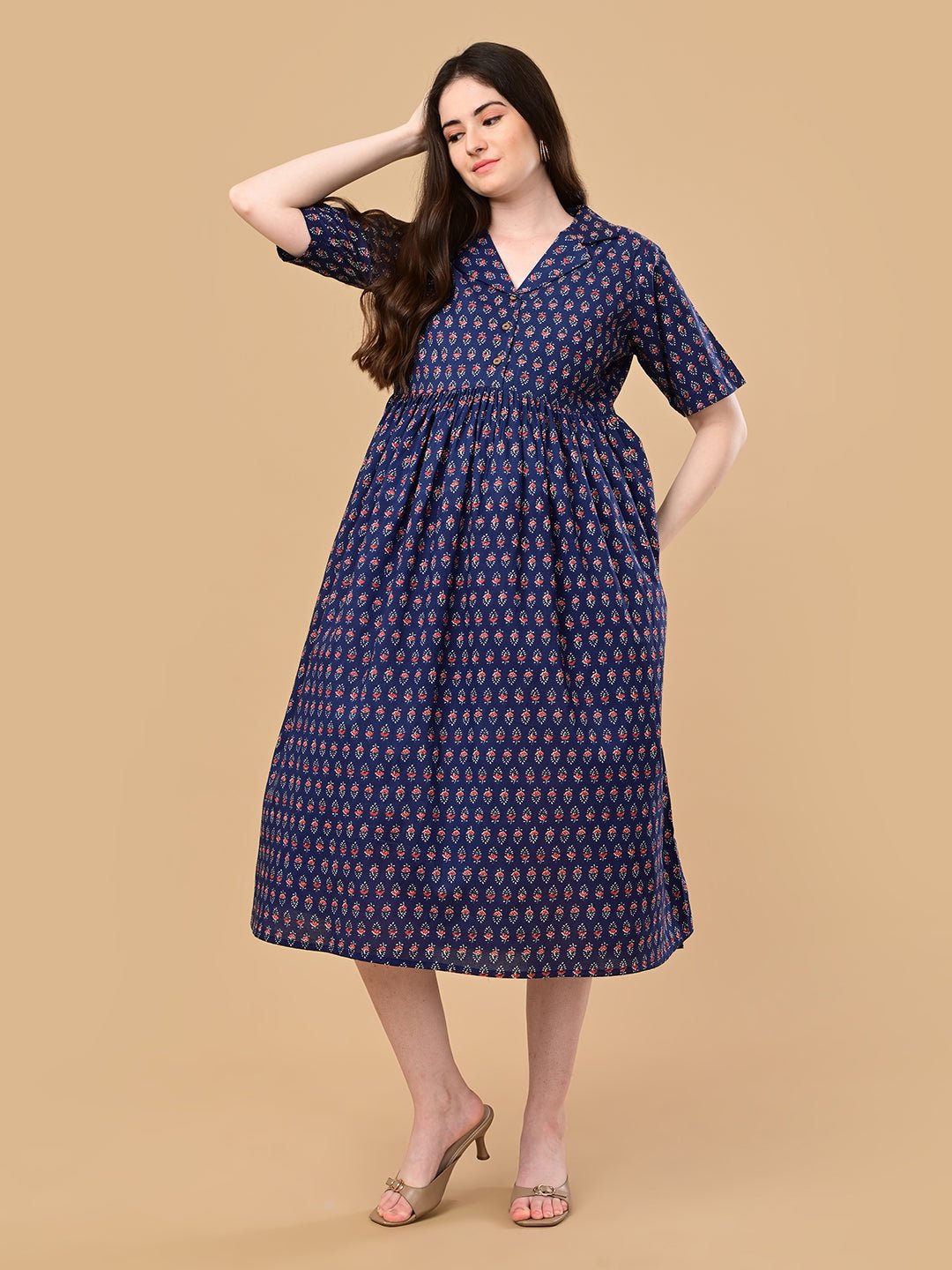  Off-Duty Navy Maternity and Nursing Dress Navy Blue