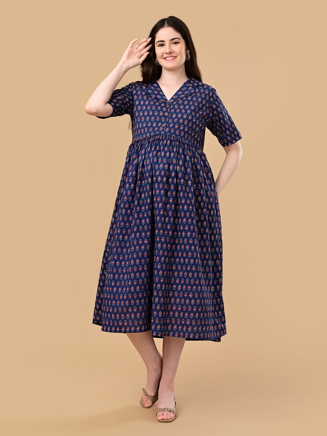  Off-Duty Navy Maternity and Nursing Dress Navy Blue