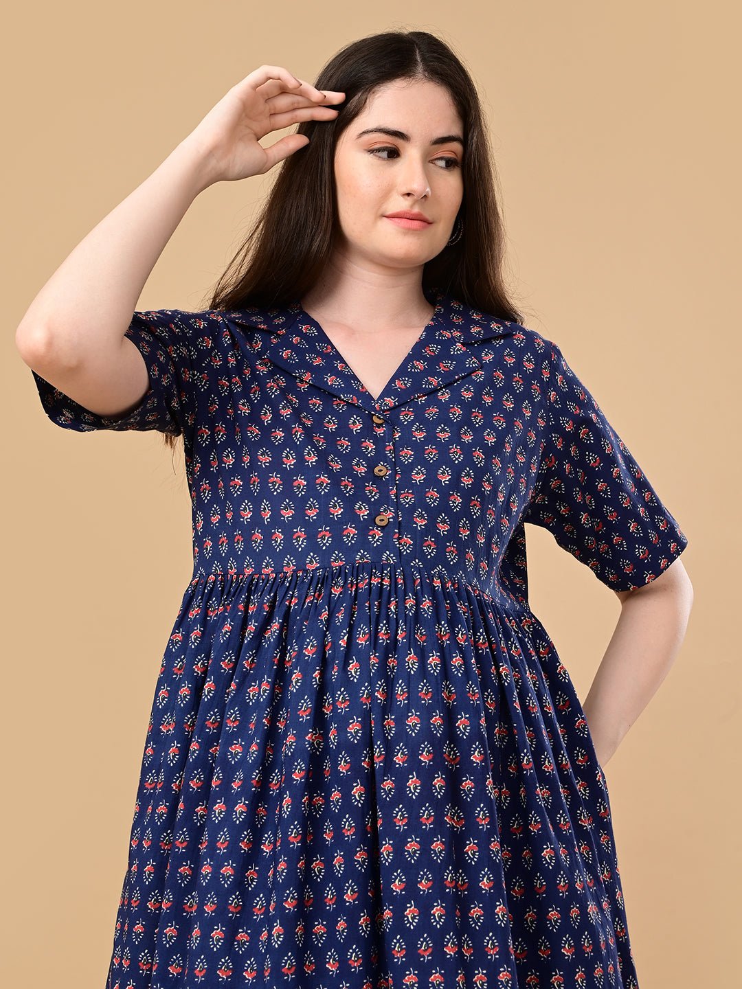  Off-Duty Navy Maternity and Nursing Dress Navy Blue