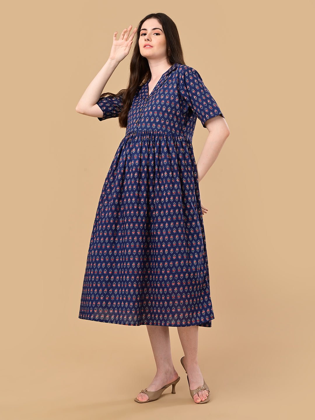 Off-Duty Navy Maternity and Nursing Dress Navy Blue