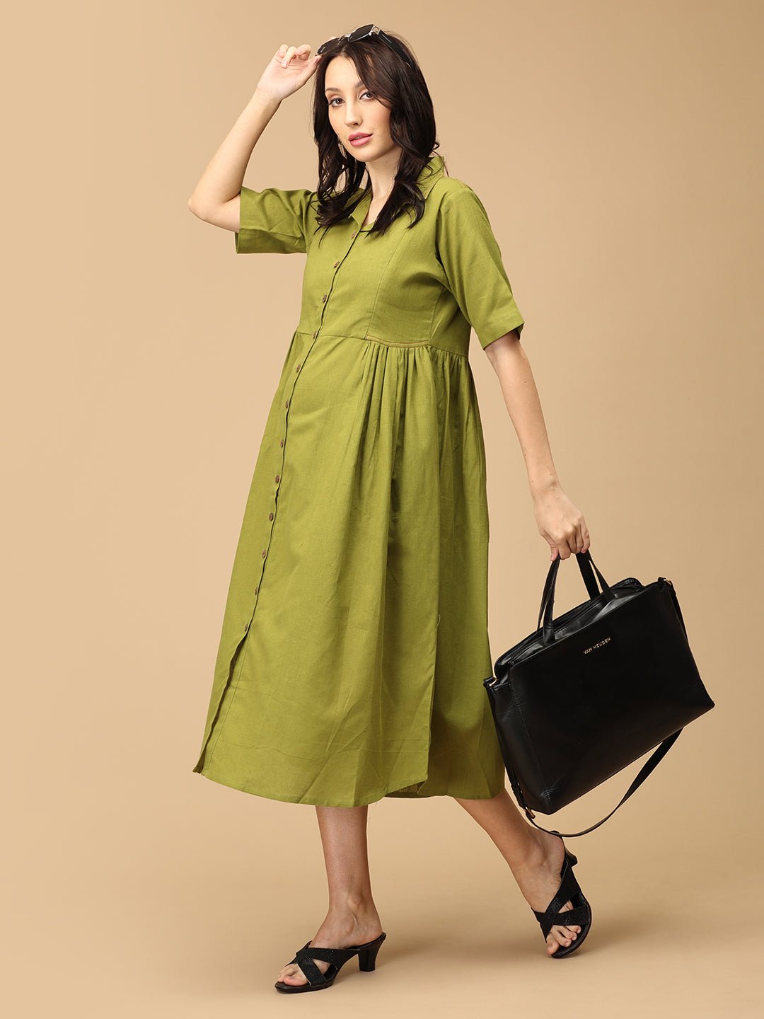  Olio Maternity and Nursing Dress Olive