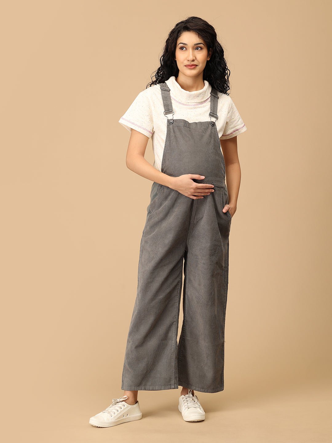  Olive Corduroy Maternity Dungaree Olive