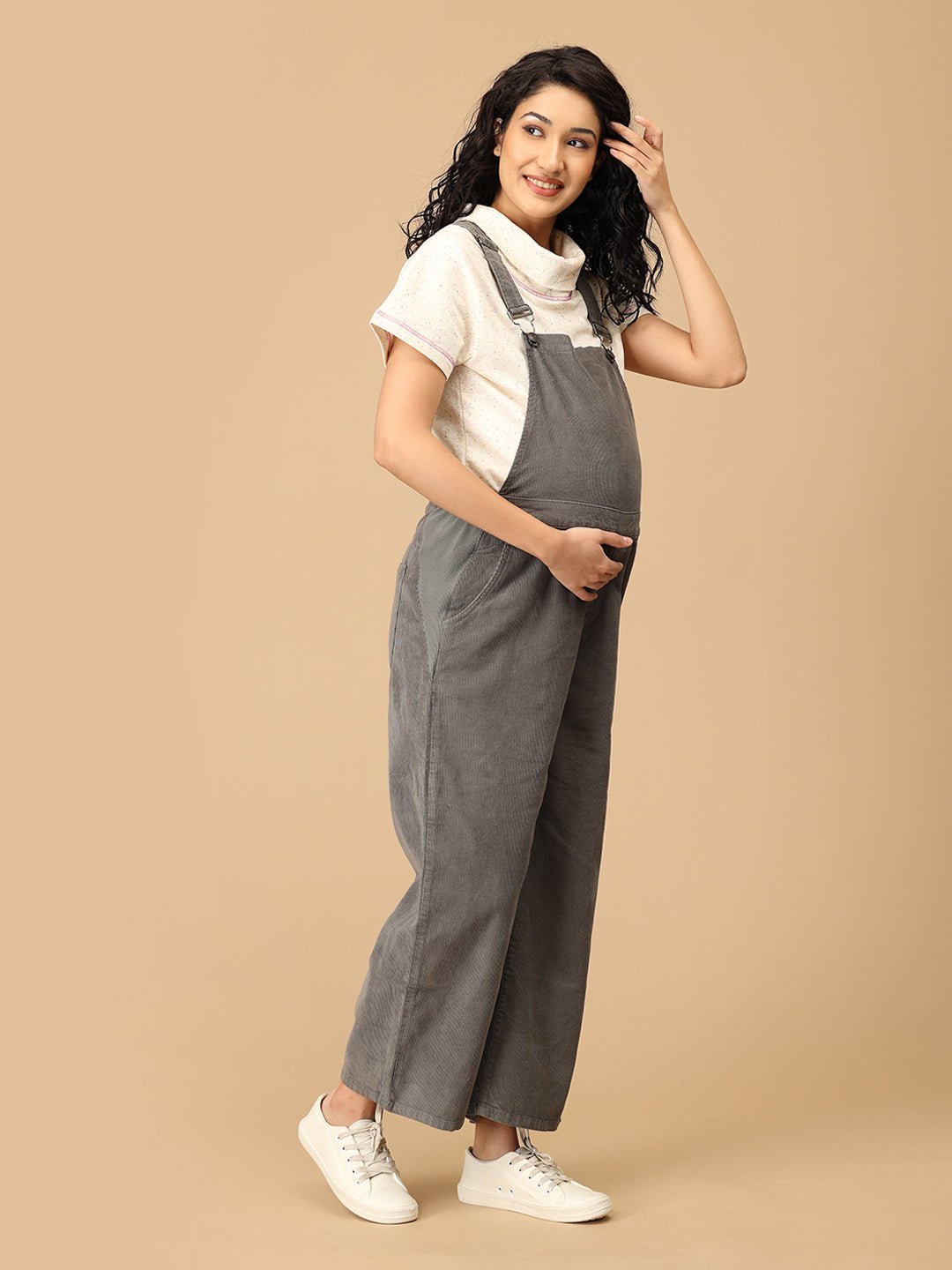  Olive Corduroy Maternity Dungaree Olive