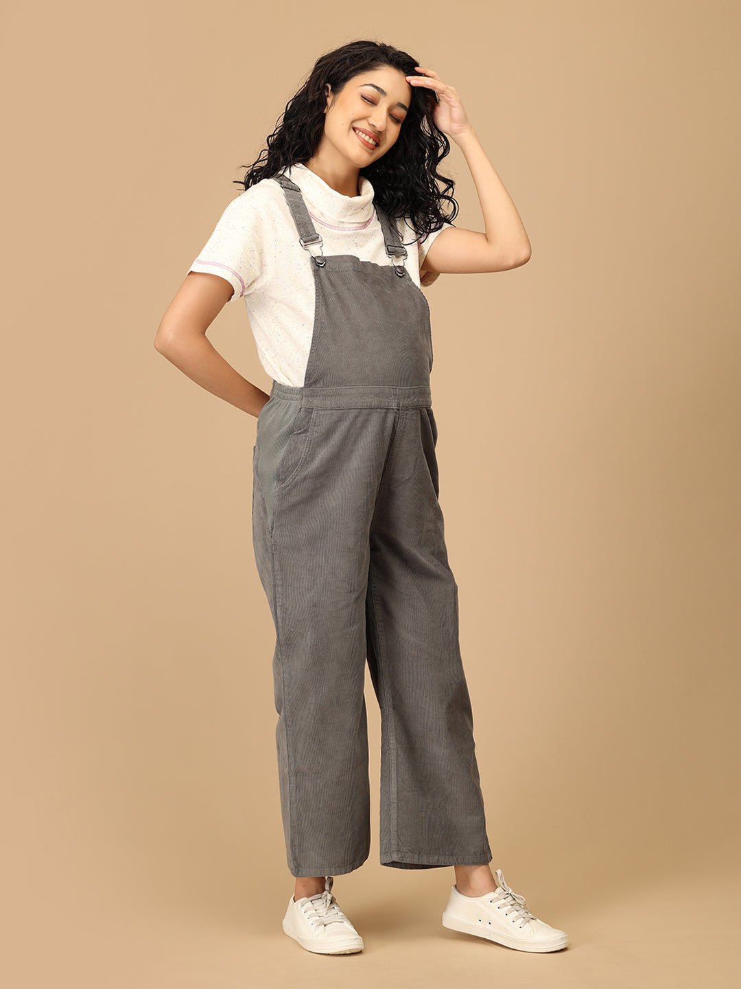  Olive Corduroy Maternity Dungaree Olive