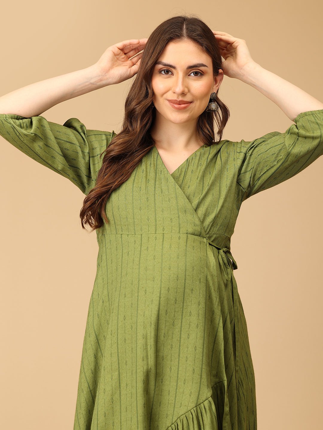  Olivious Maternity and Nursing Wrap Dress Olive