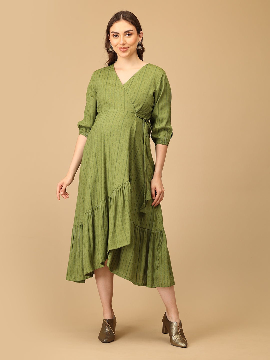  Olivious Maternity and Nursing Wrap Dress Olive