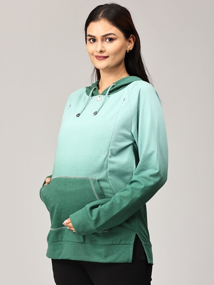  Ombre Meadow Maternity and Nursing Sweatshirt Green