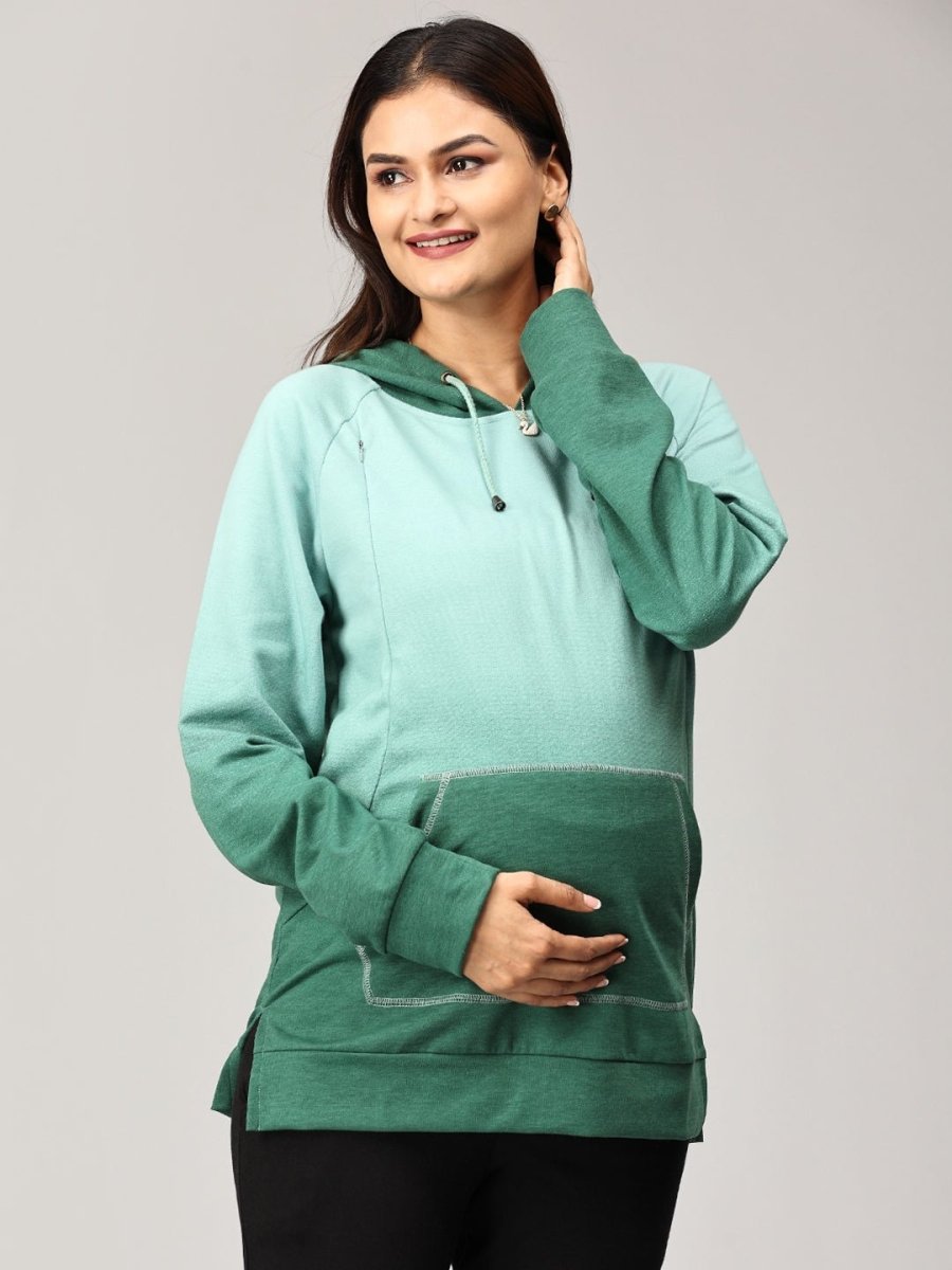  Ombre Meadow Maternity and Nursing Sweatshirt Green