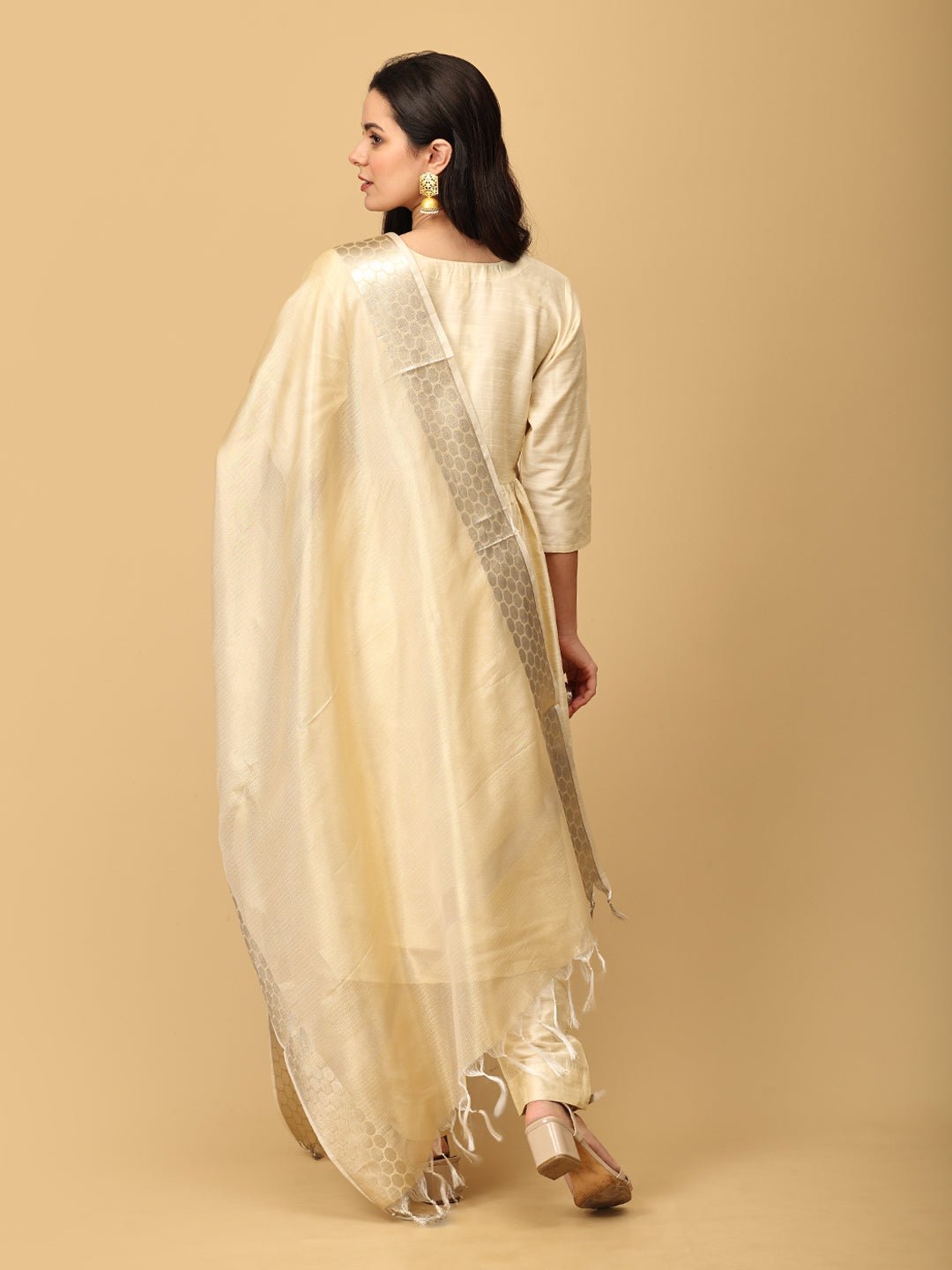  Onakkodi Maternity and Nursing Silk Kurta Set Off-white