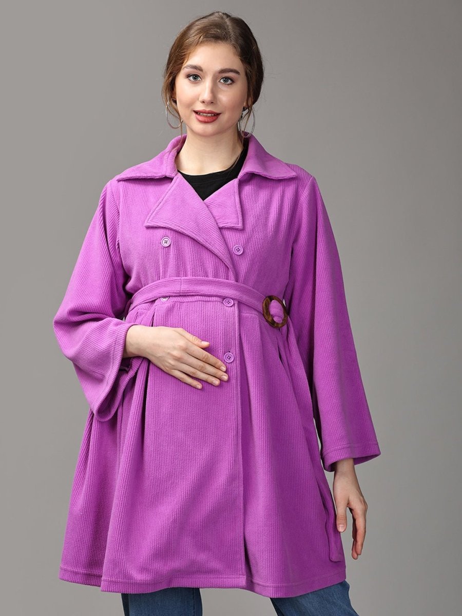  One Heck of a Color Maternity Trench Coat Lavender
