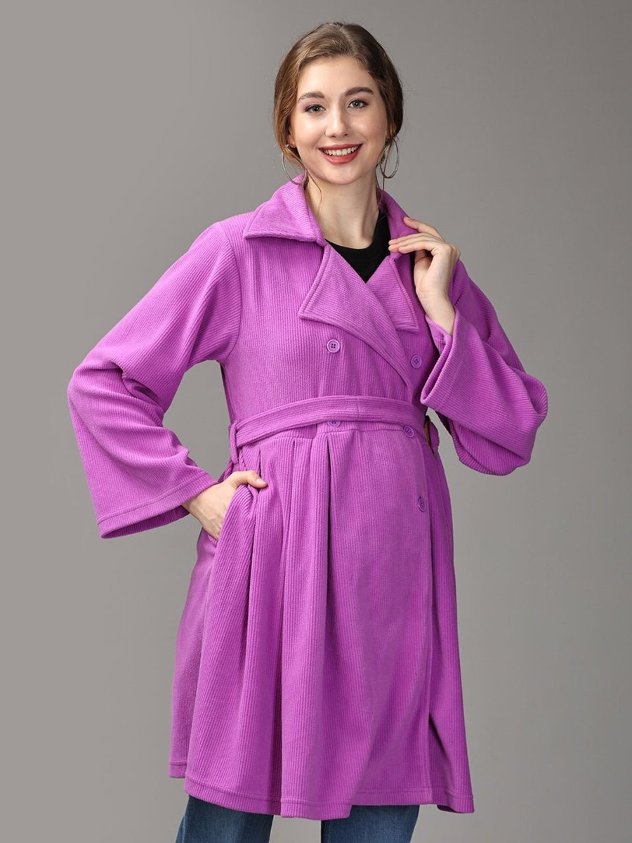  One Heck of a Color Maternity Trench Coat Lavender