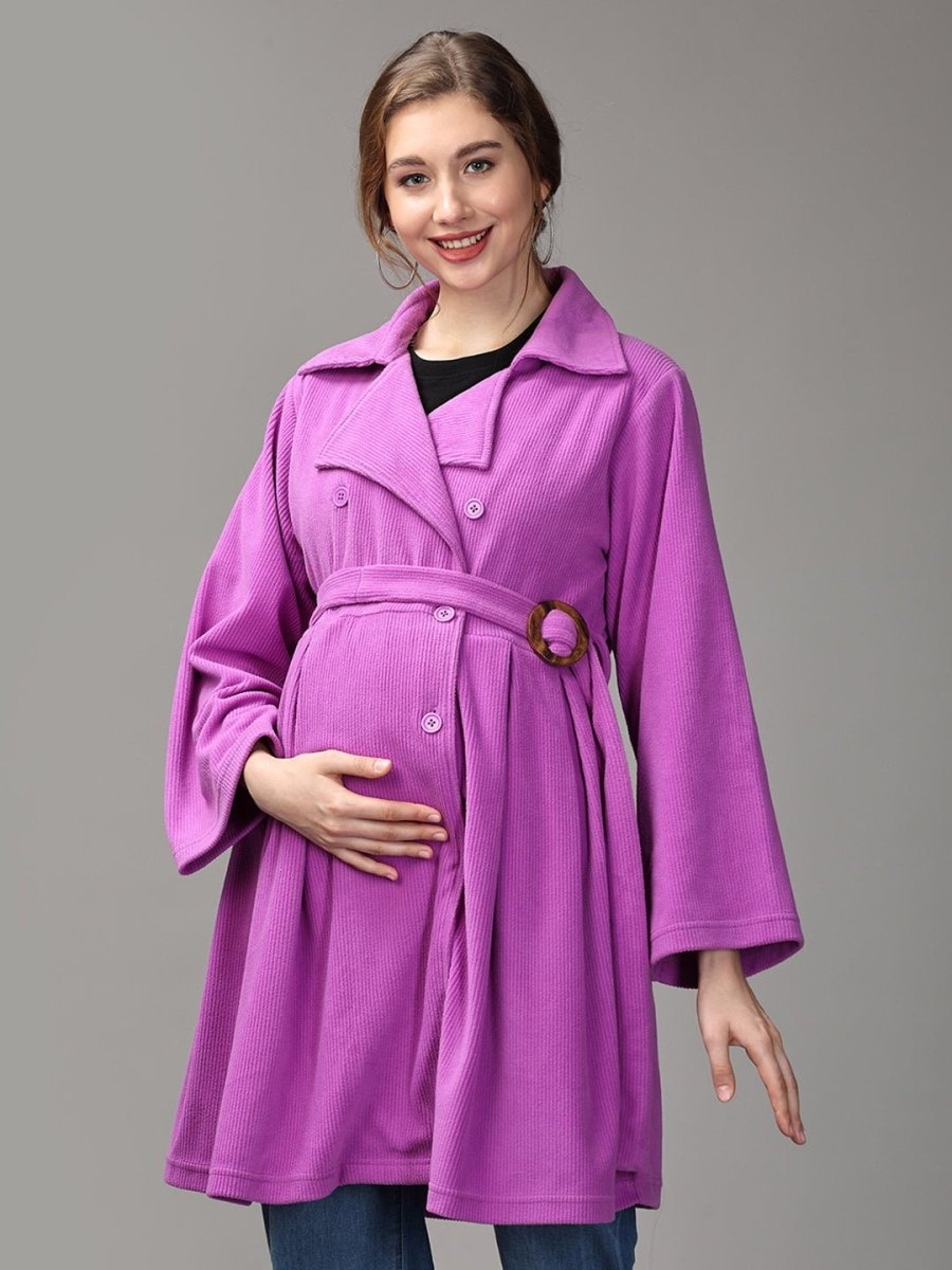  One Heck of a Color Maternity Trench Coat Lavender