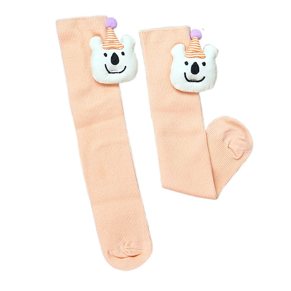 Little Surprise Box Orange 3D Party Hat Teddy Socks For Kids