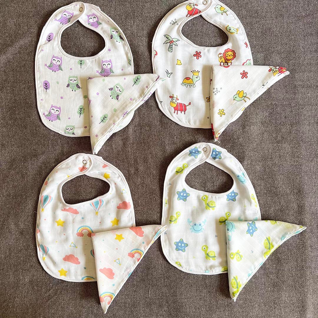 Oranges & Lemons 8 Pc Bamboo Muslin Bibs For Babies