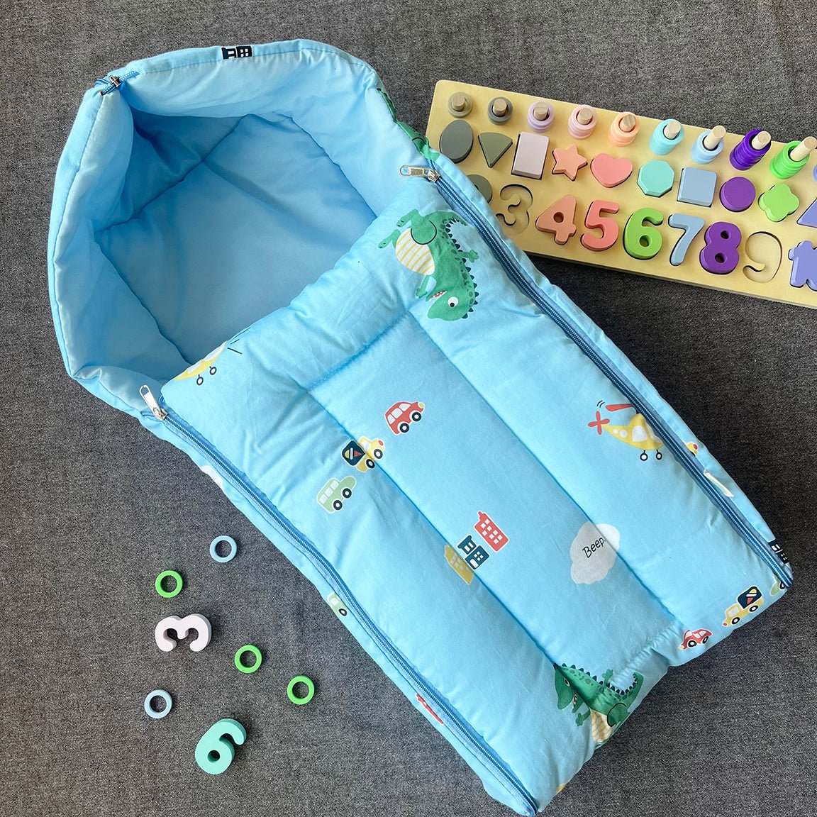 Oranges & Lemons Blue Cotton Portable Carry Nest For Babies