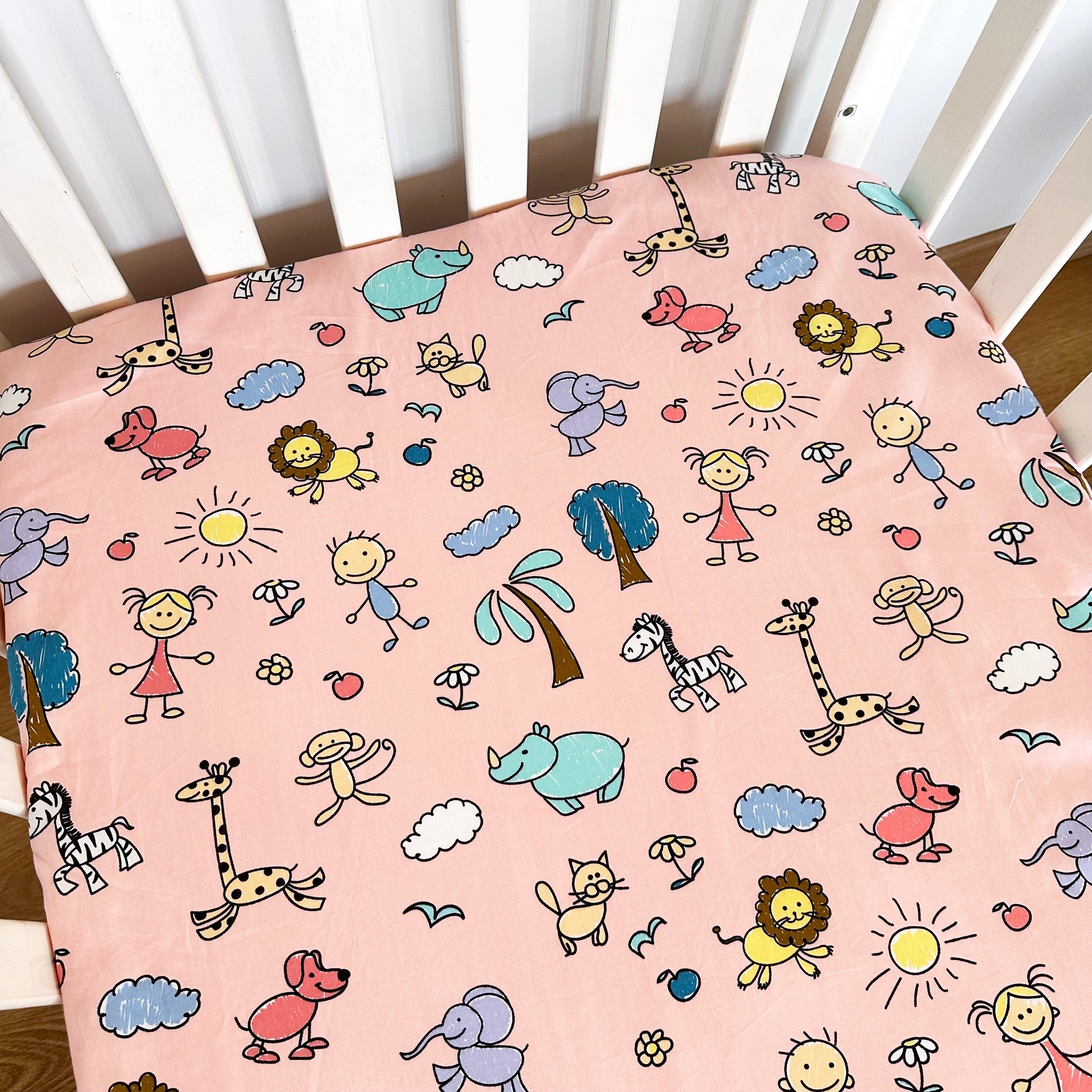 Cotton Pink Lightweight Hypoallergenic Bedding Set For Babies