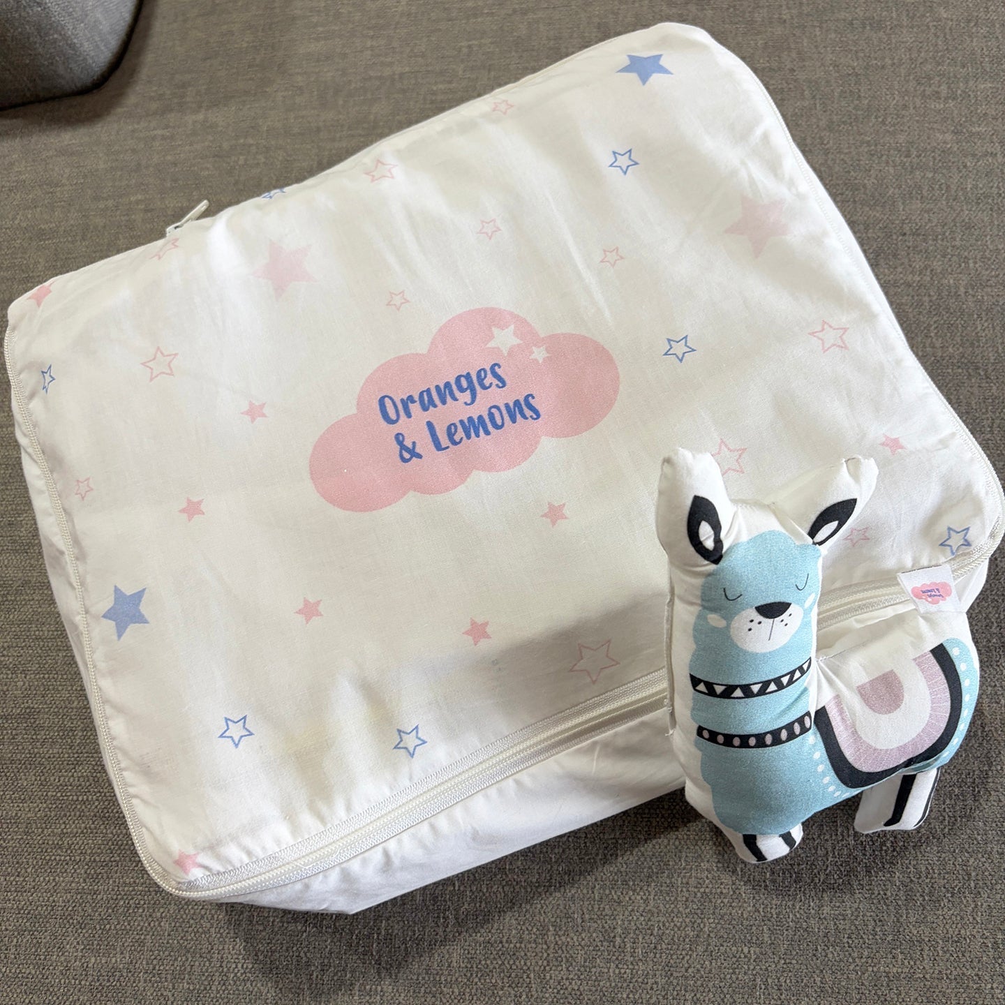Llama Printed Organic Muslin 5 Pcs Bedding Set For Babies