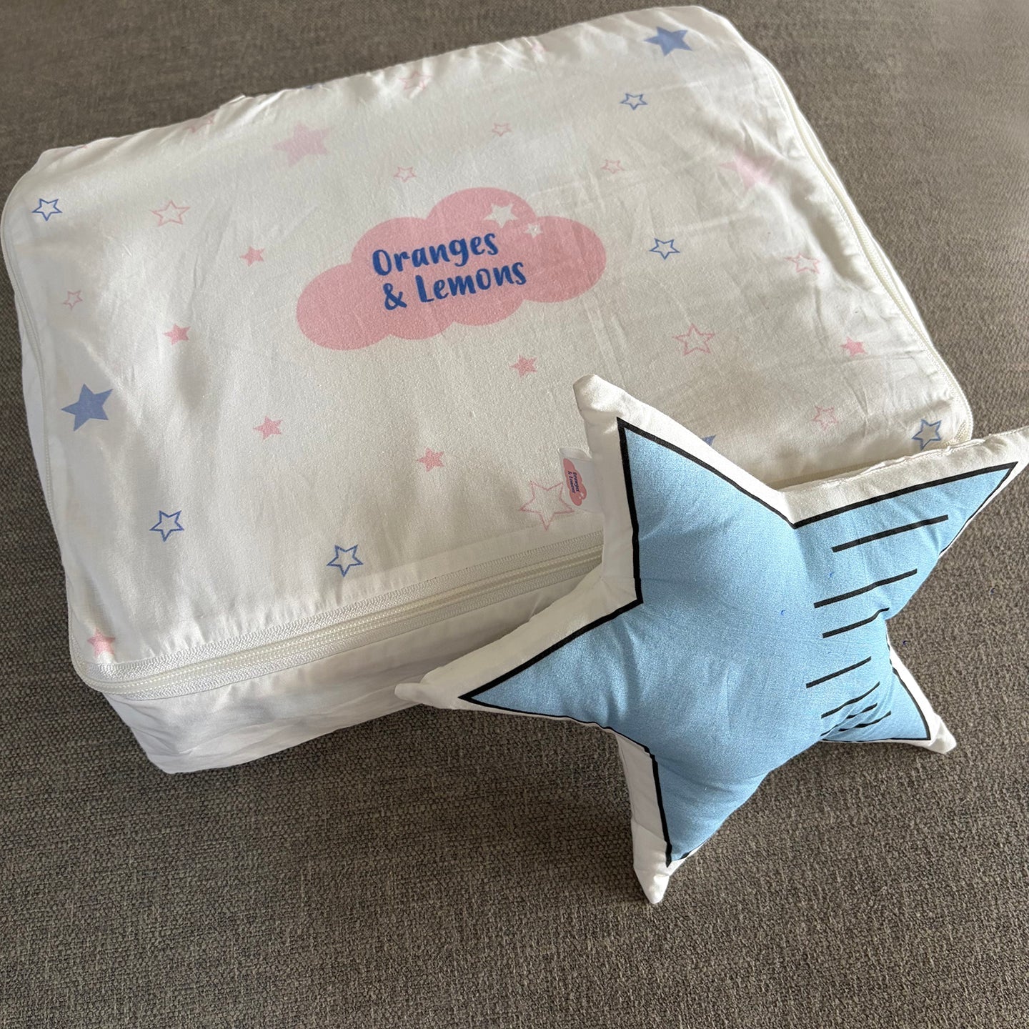 Stars Blue 100% Cotton Muslin Bedding Set For Babies