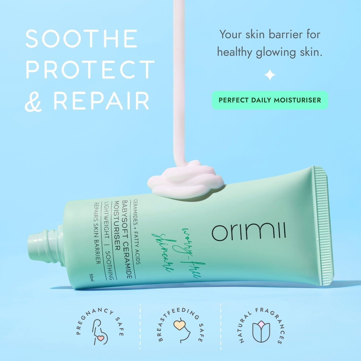 Orimii Babysoft Ceramide Moisturiser Hydrating Pregnancy Safe Skin Repair 50ml