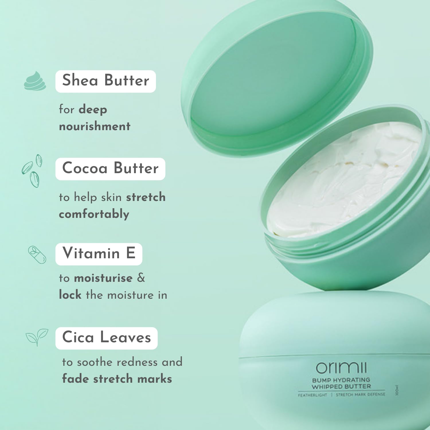 Orimii Bump Hydrating Body Butter Stretch Mark Reduction Pregnancy Safe 100g