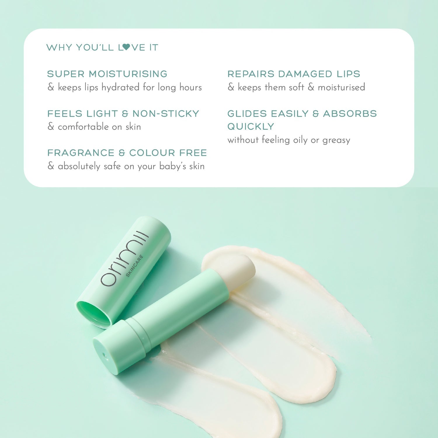Orimii First Kiss Lip Balm Moisturizing Dry Lips Fragrance Colour Free 0.07lb