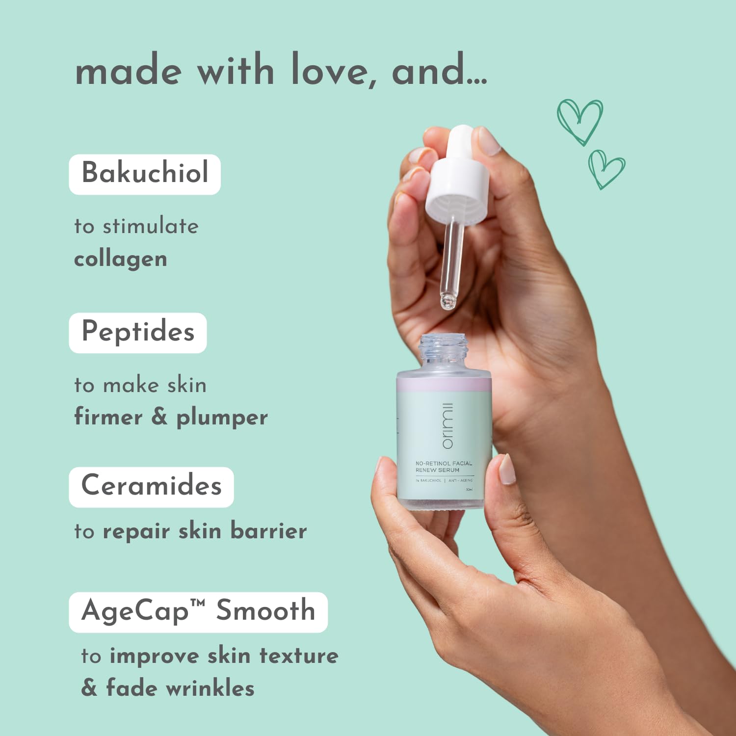 Orimii No Retinol Anti Ageing 1% Bakuchiol Face Serum Pregnancy Safe 30ml