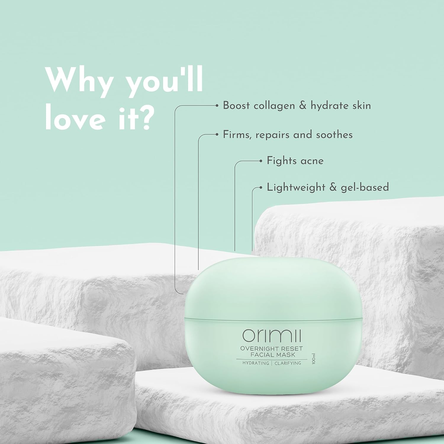 Orimii Sleeping Face Mask Overnight Skin Repair 1.38x1.77x4.49in 0.22lb