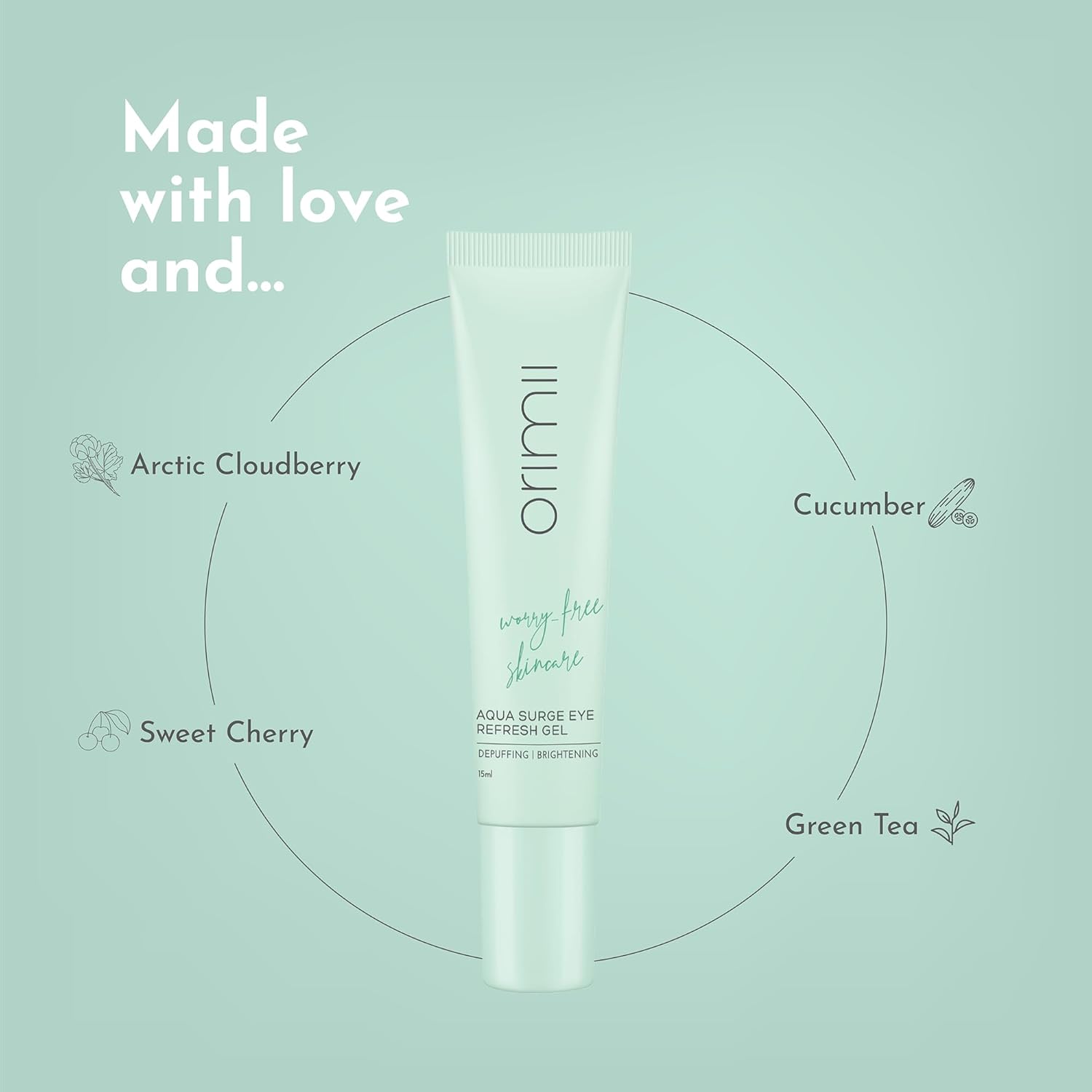 Orimii Under Eye Cream Gel Dark Circles Vitamin C Pregnancy Safe 15ml 0.03lb