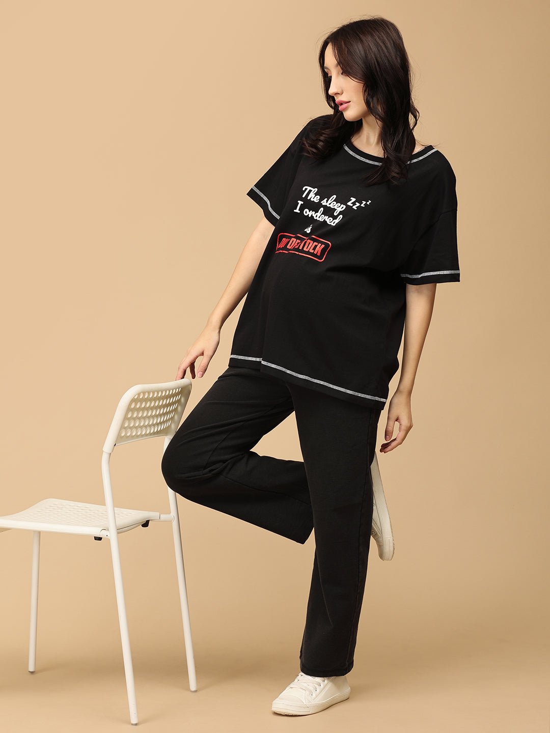  Out of Stock Oversized Maternity and Nursing T shirt Black