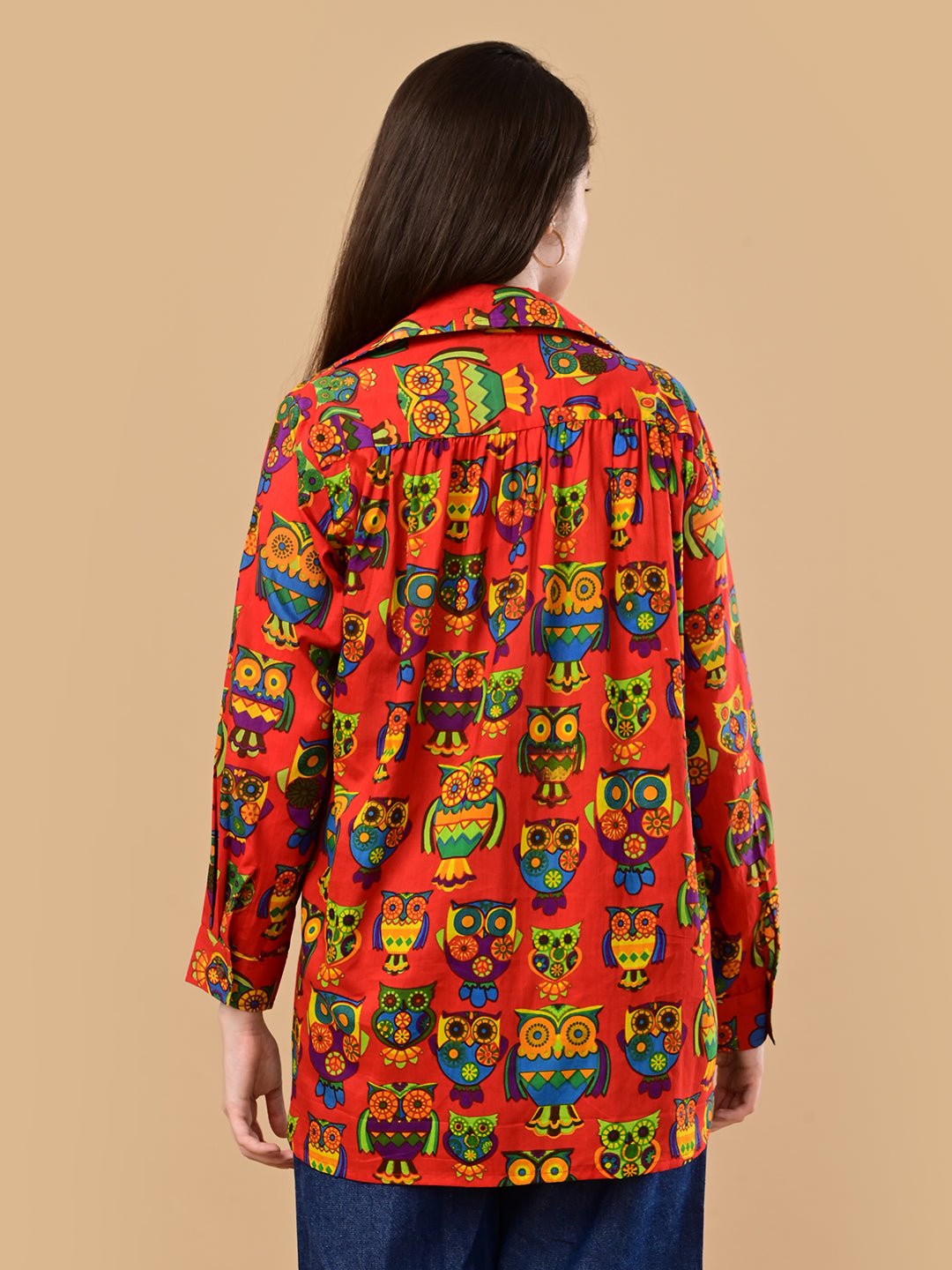  Owl You Need Maternity and Nursing Oversized Shirt Red