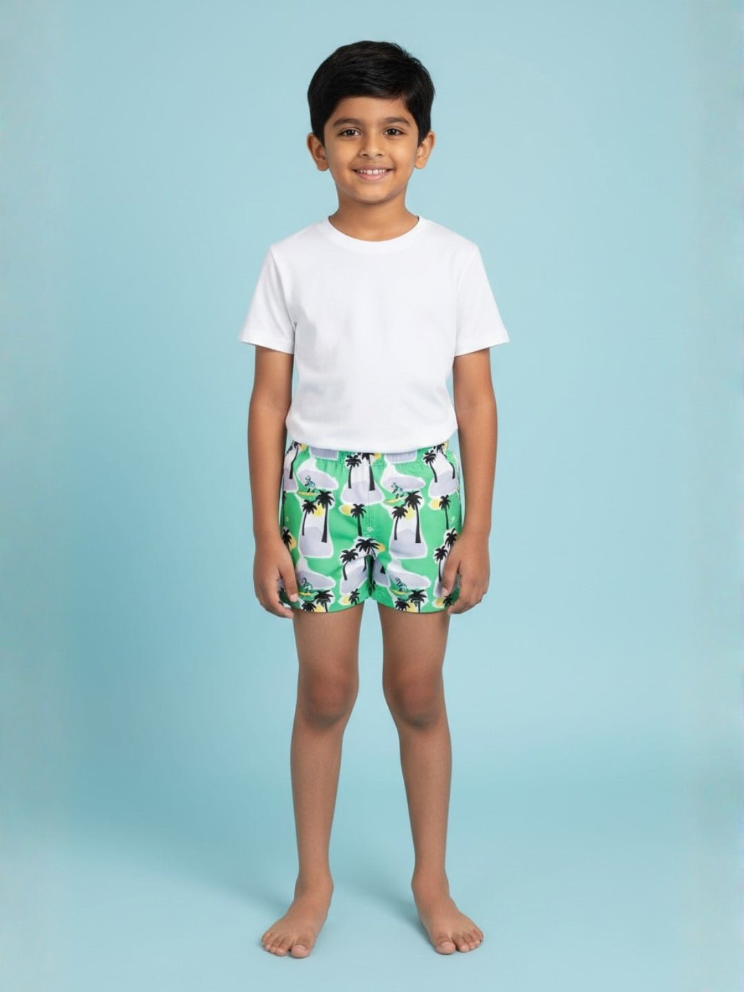 Palm Paradise Palm Tree Print Boys Swim Shorts