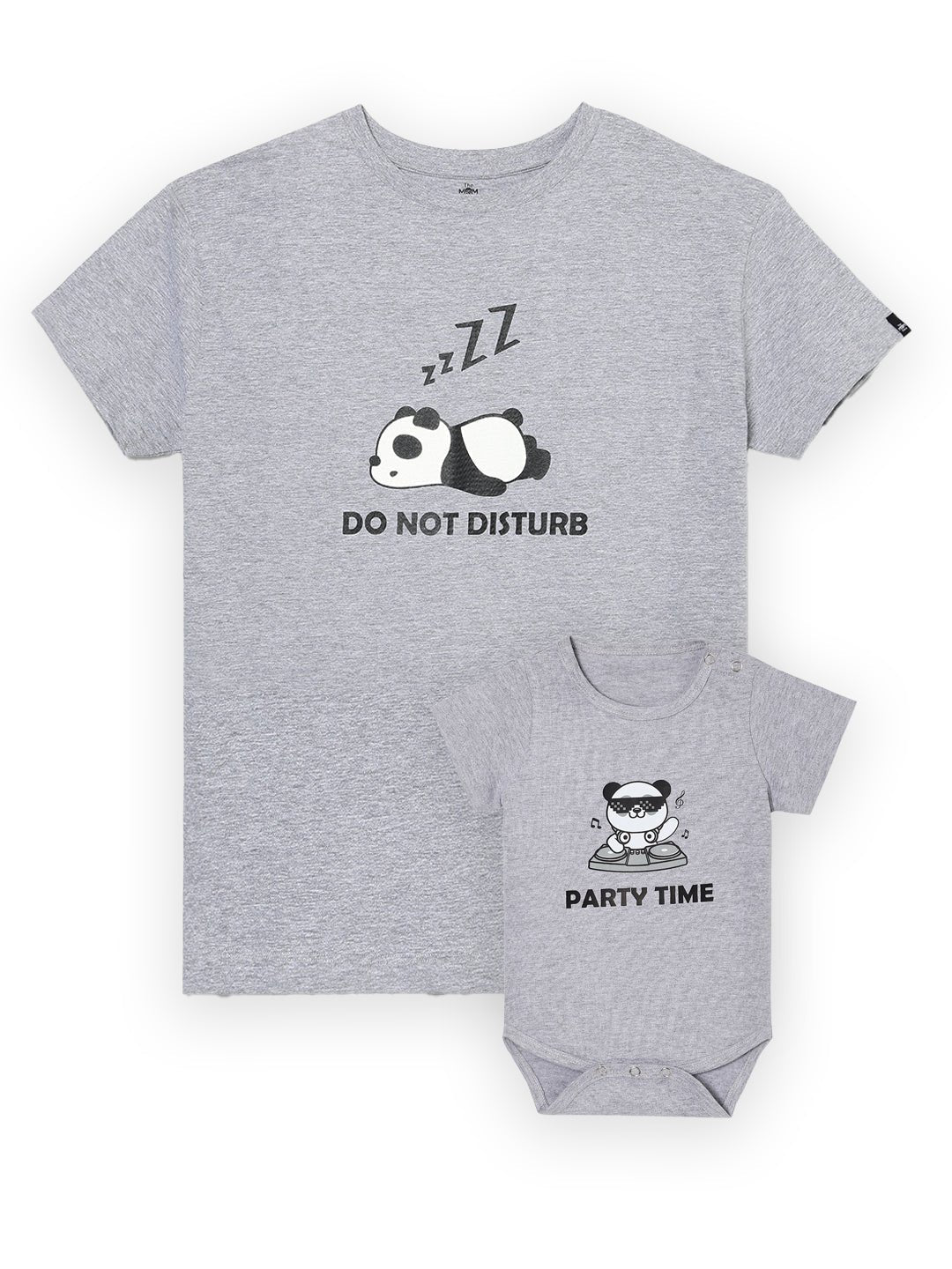 Panda White Cotton Matching Family T-Shirt And Onesie Twinning Combo