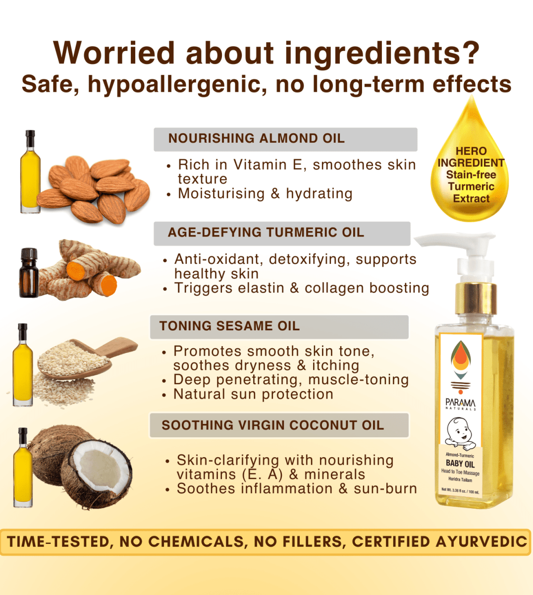 Parama Naturals Almond Turmeric Baby Massage Oil 100ml 0.22lb