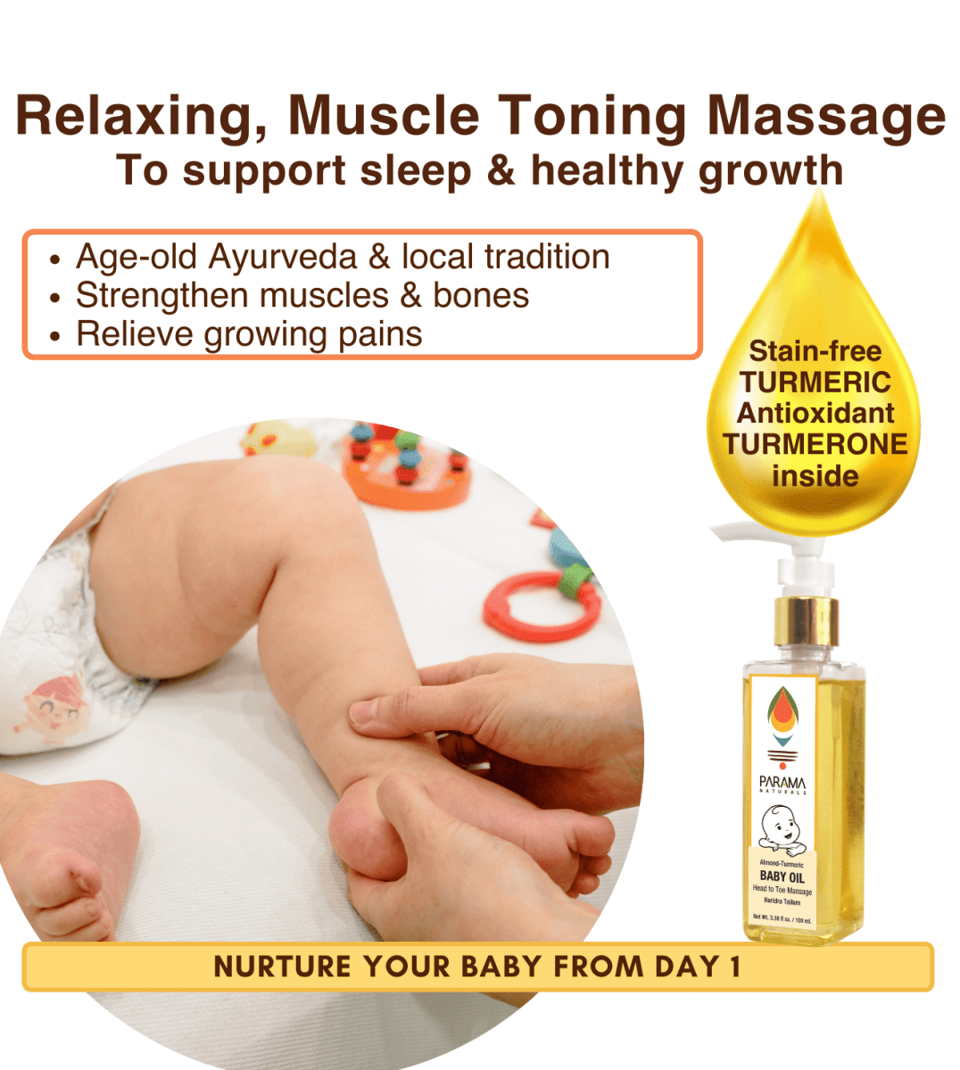 Parama Naturals Almond Turmeric Baby Massage Oil 100ml 0.22lb