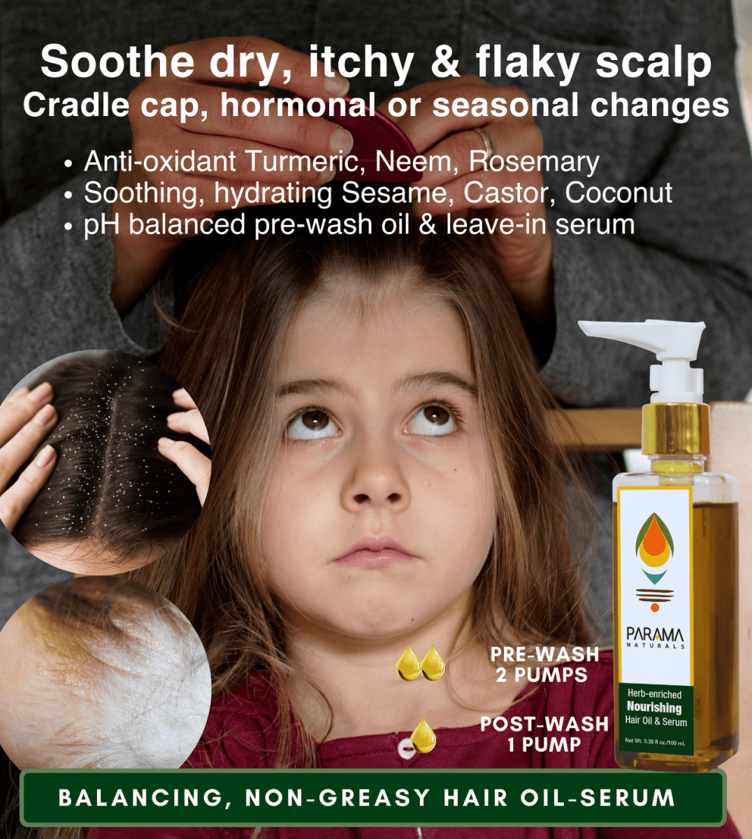 Parama Naturals Daily Self-Care Abhyanga Collection Ayurvedic Face Body Hair Oils 0.88lb