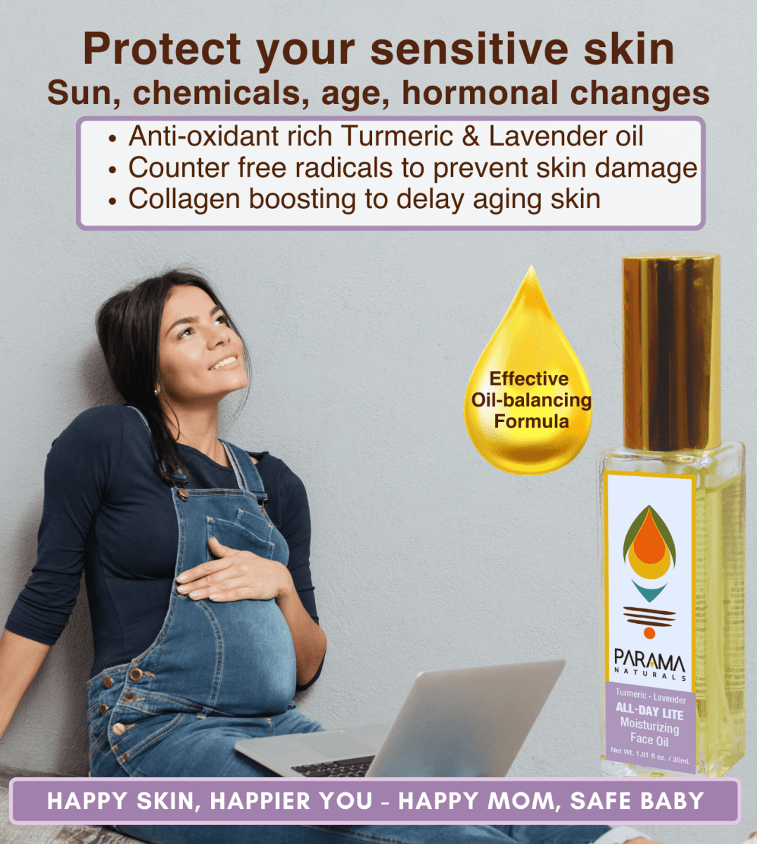 Parama Naturals Lavender-Turmeric All Day Lite Moisturizing Face Oil 160ml 0.35lb
