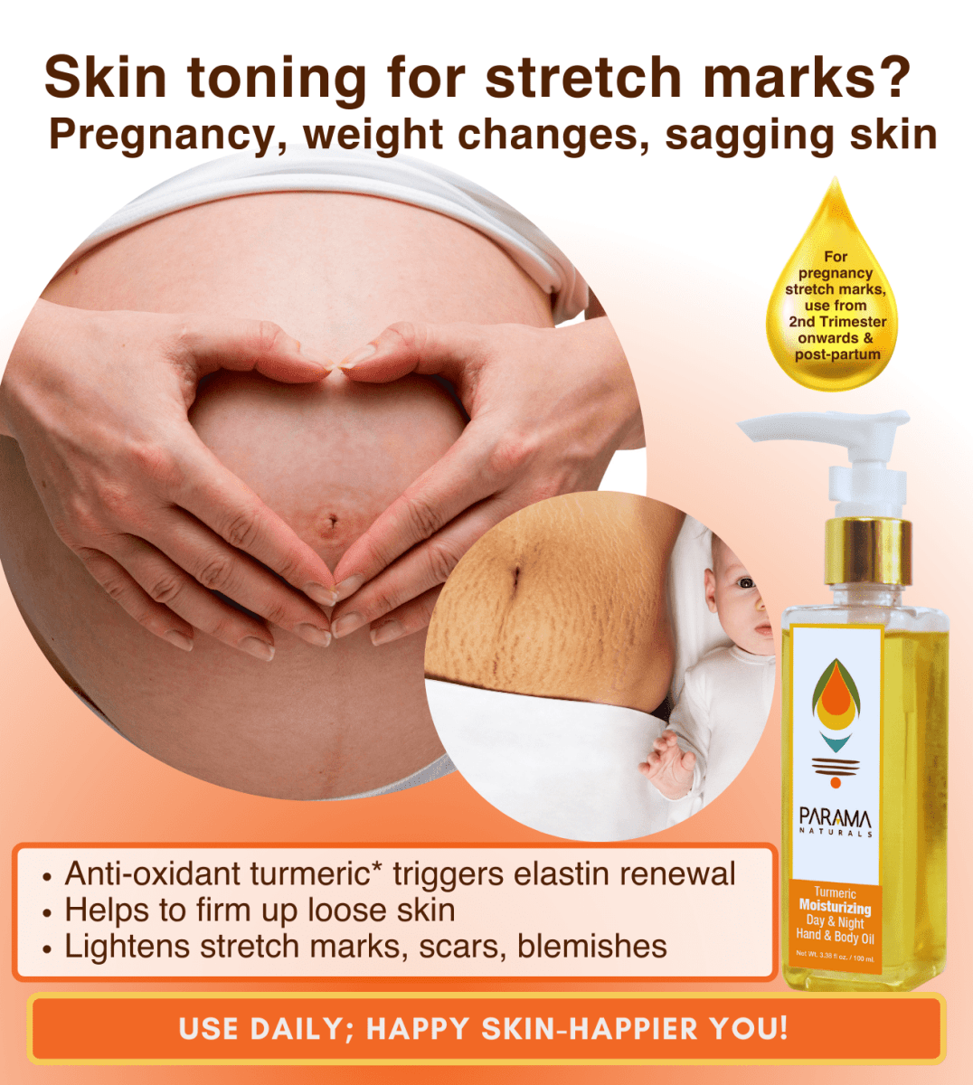 Parama Naturals Moisturizing Face & Body Oil Turmeric 150ml 0.33lb