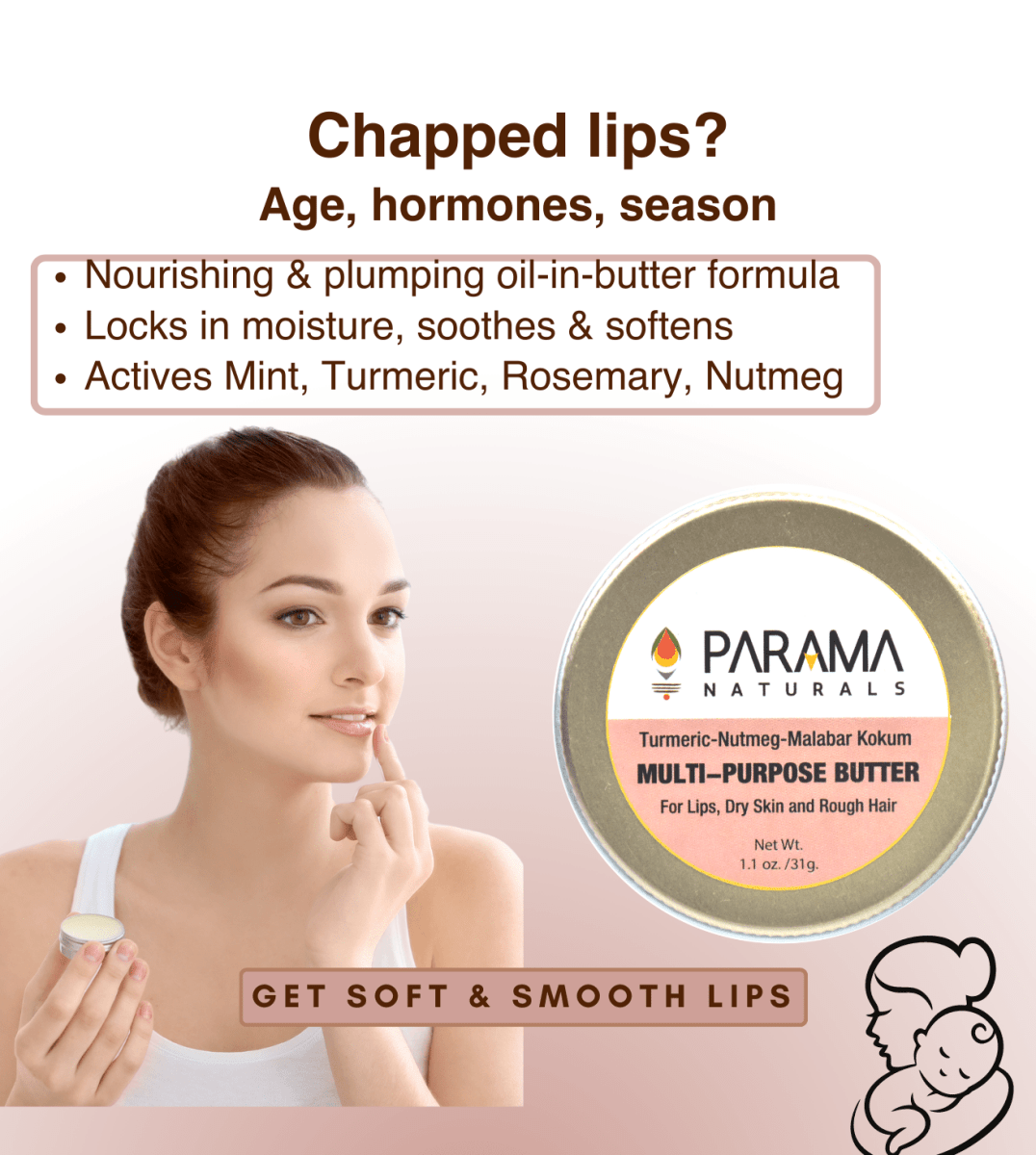 Parama Naturals Multipurpose Butter Skin Hair Nails 2.56x2.56x2.56in 0.43lb