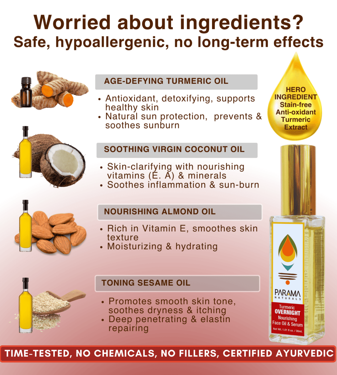Parama Naturals Night Repair Turmeric Face Oil Rejuvenating & Restoring 100ml 0.35lb