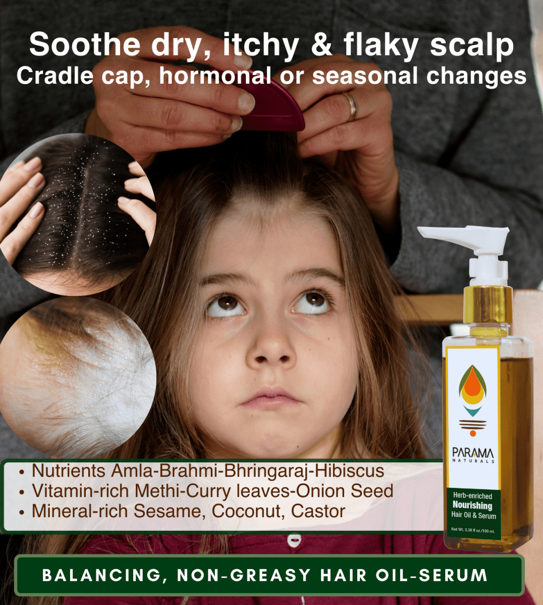 Parama Naturals Nourishing Hair Oil Serum Amla Brahmi Bhringaraj 100ml 0.23lb