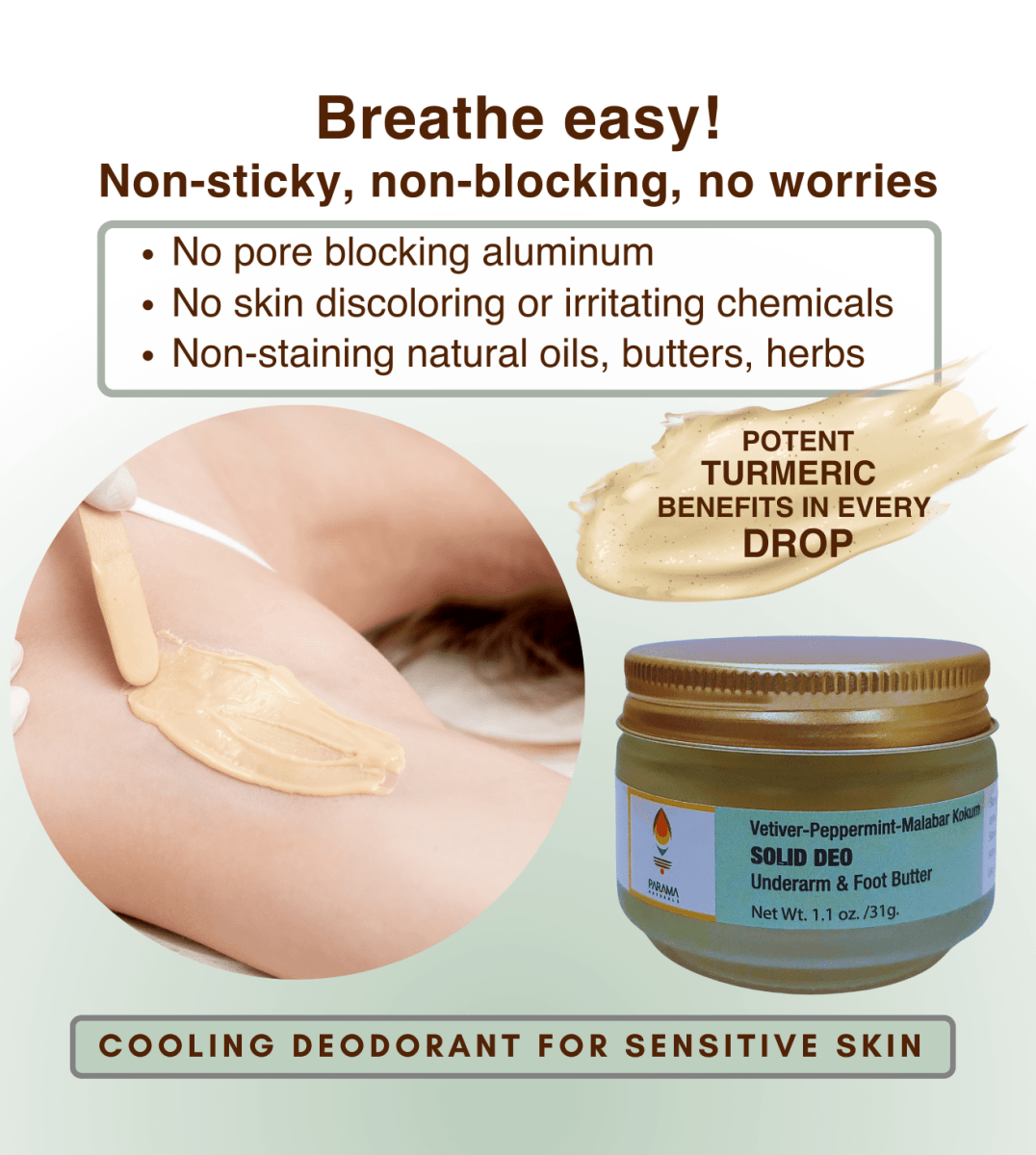 Parama Naturals Solid Deo Butter Underarms & Feet 31g 0.07lb