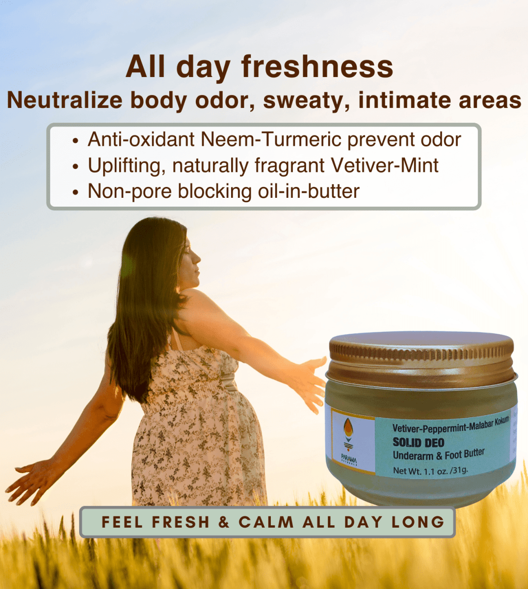 Parama Naturals Solid Deo Butter Underarms & Feet 31g 0.07lb