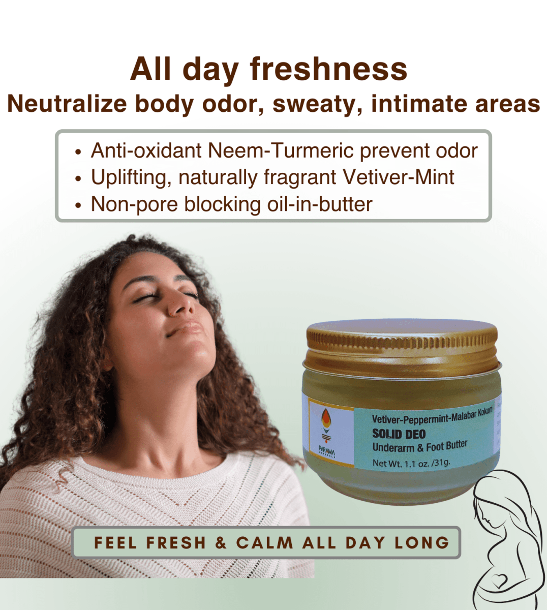 Parama Naturals Solid Deo Butter Underarms & Feet 31g 0.07lb
