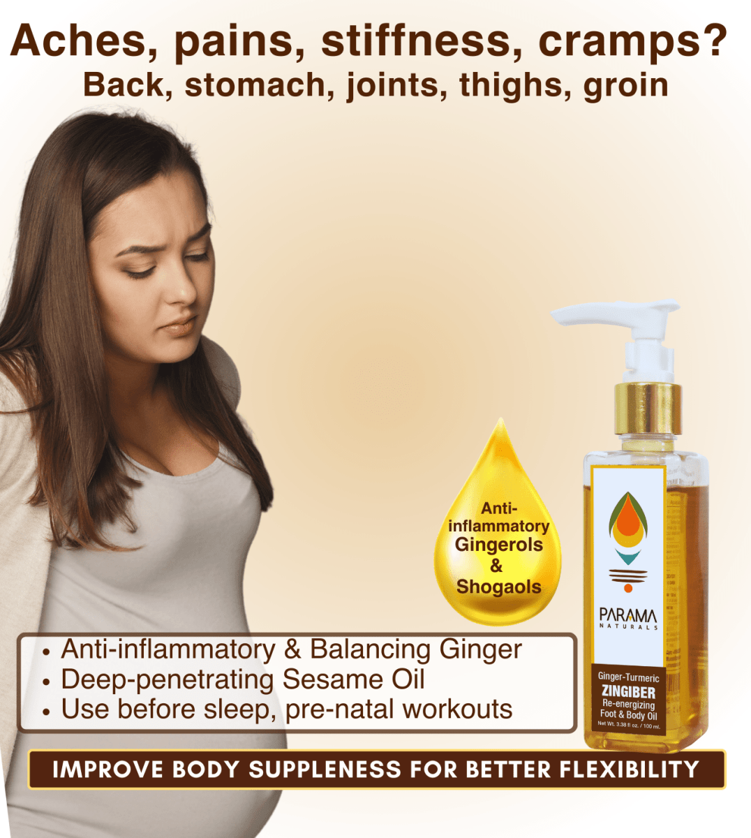 Parama Naturals Zingiber Body Oil Pain Relief 1.38x1.38x4.72in 0.33lb
