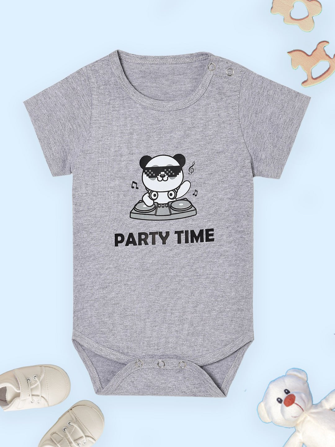  Gray Party Time Infant Print Party Onesie