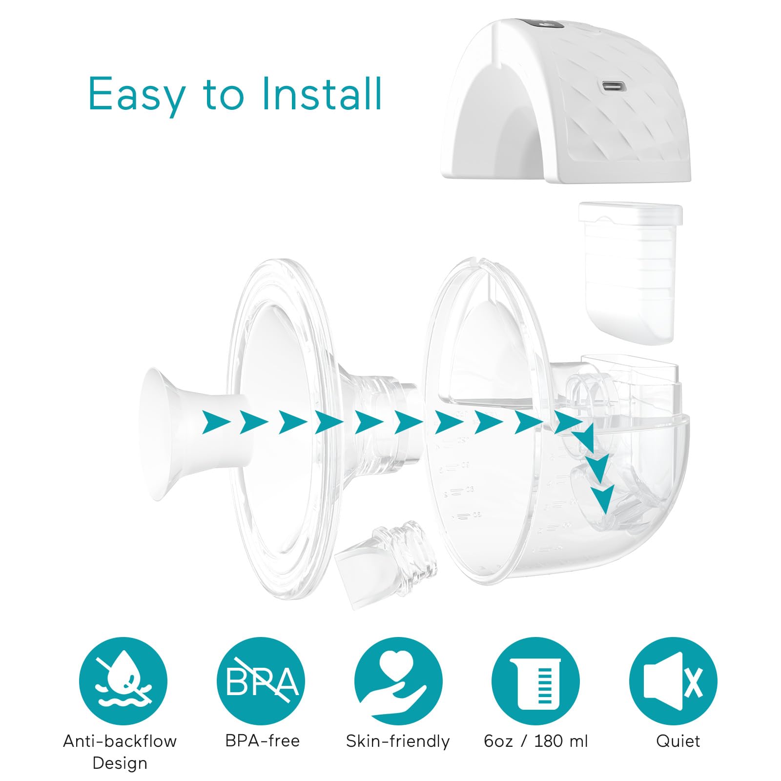 Paruu P10 Double Breast Pump Wearable Comfort Hands-Free Electric White