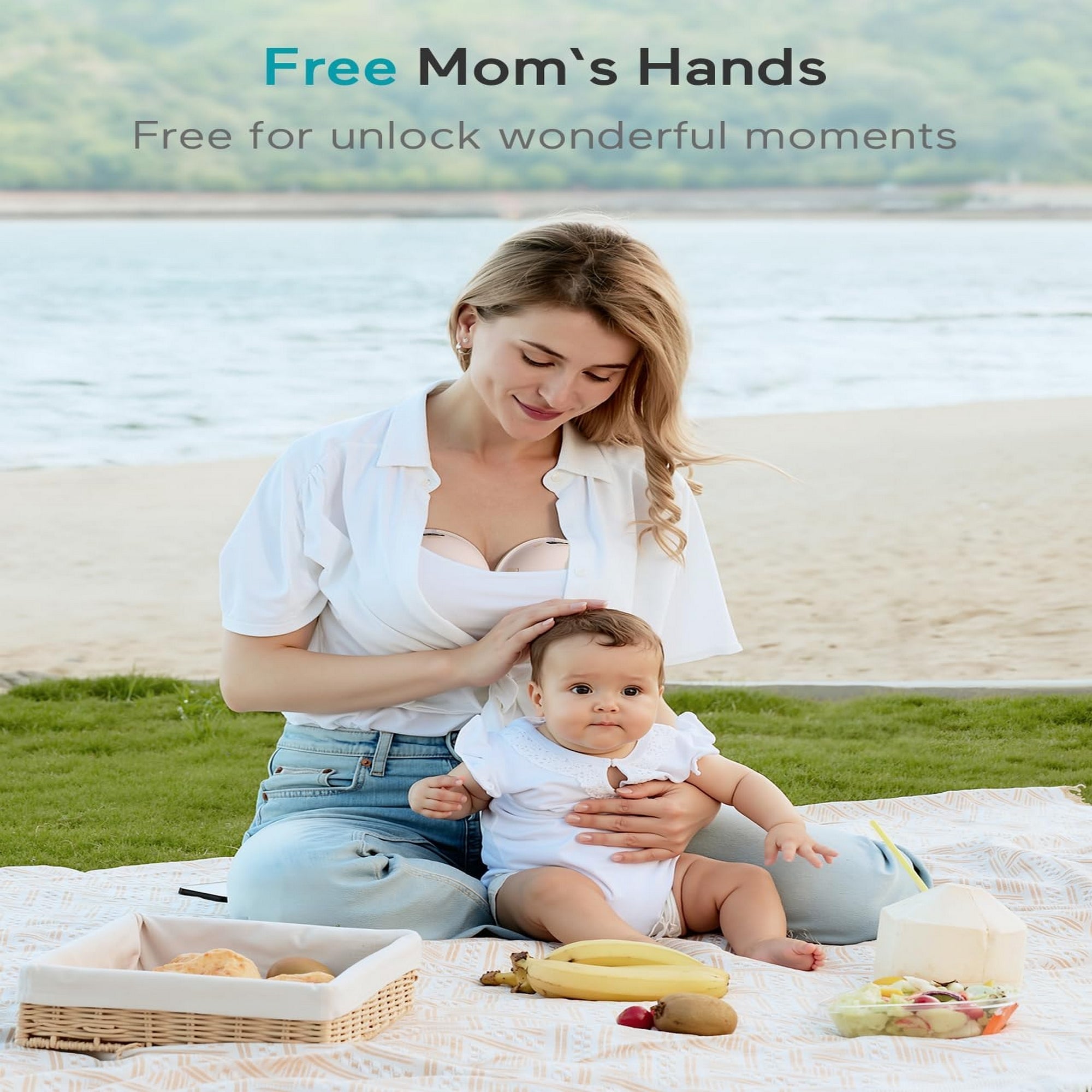 Paruu P16 Double Breast Pump Smart Hands Free Wearable Portable White