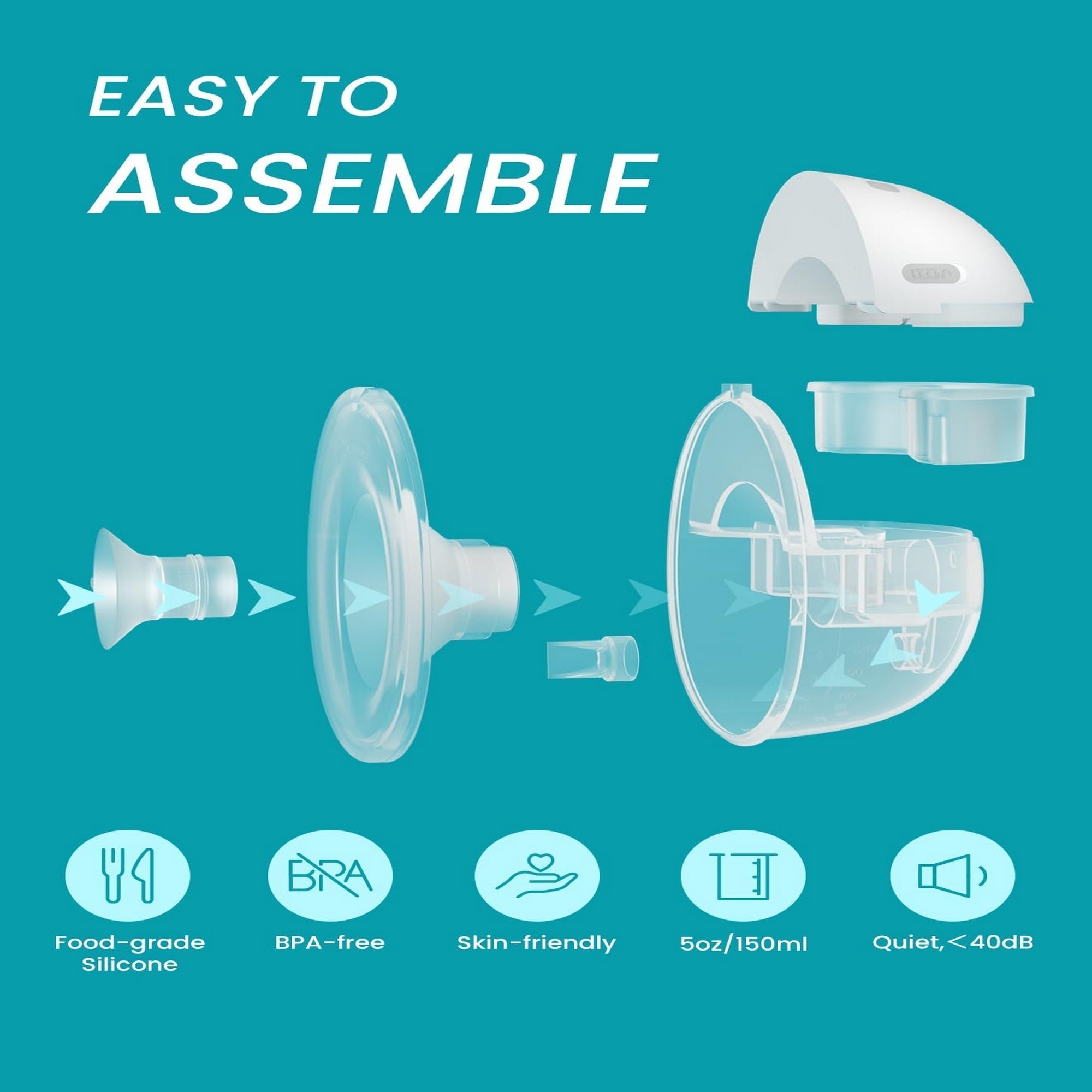 Paruu P16 Double Breast Pump Smart Hands Free Wearable Portable White