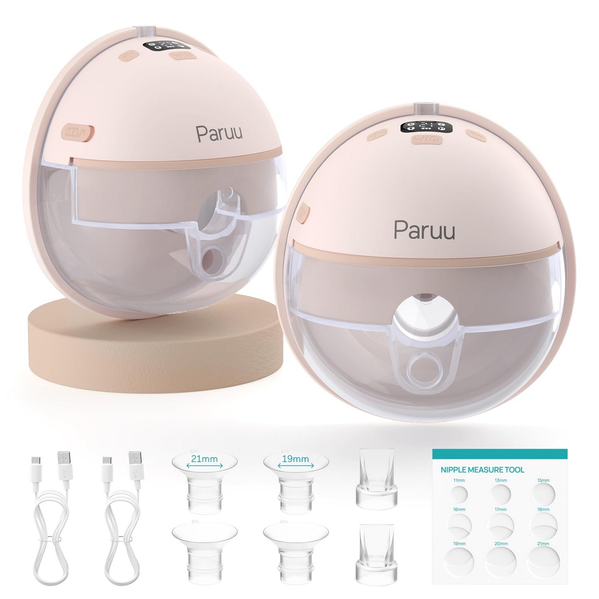 Paruu P16 Double Breast Pump Smart Hands Free Wearable Portable White