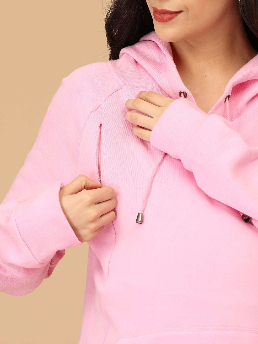  Pastel Puffer Maternity and Nursing Sweatshirt Hoodie Pink